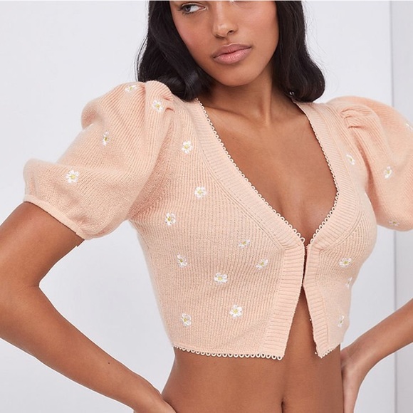 FOR LOVE & LEMONS Embroidered Buds Cardigan XXS (thj1) - Picture 2 of 3